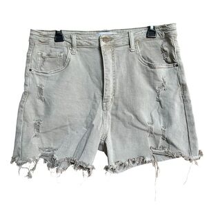 Risen Jeans Distressed Tan Khaki Denim Women Shorts size 1XL